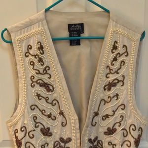 Ladies gorgeous beaded embellished fly front vest
